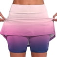 thumbnail image 2 of Ladies Shorts Summer Breathable High Waist Skort with Pockets Gradient Color Casual Sporty Active Wear Sweat Shorts Women Light Purple S, 2 of 5