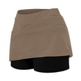 thumbnail image 4 of Brown Womens Pants Pocket Pants Solid Mid Waist Culottes Short Skirts Skinny Pants Casual Pants Women, 4 of 5