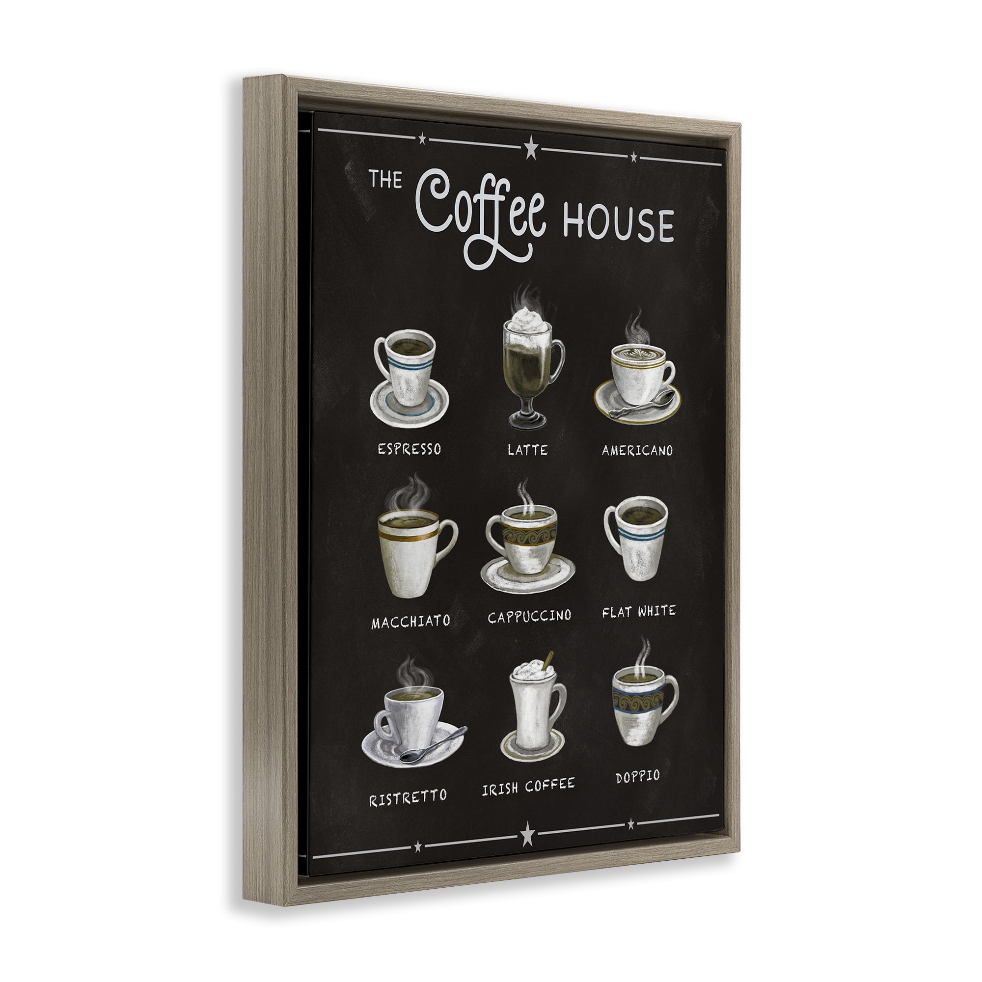 Stupell Industries The Coffee House Menu Brown Framed Floater Canvas Wall Art, design by Conrad Knutsen