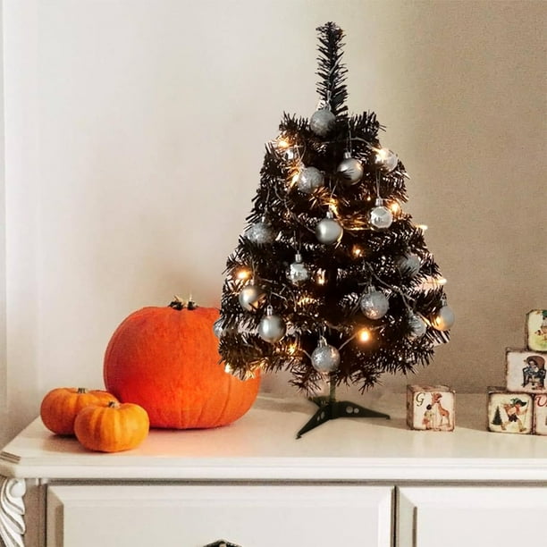 LED Halloween Spooky Tree Glittered With Lights 12 Decorations Battery Powered For Halloween Indoor Tabletop Decoration