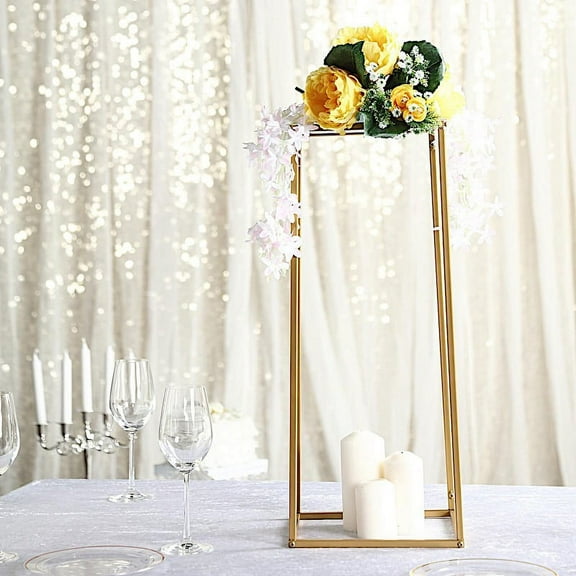BalsaCircle 2 Pieces 24" Gold Matte Metal Geometric Rectangular Stands Flower Vase Holders
