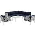 thumbnail image 2 of Modway Harmony 8 Piece Outdoor Patio Aluminum Sectional Sofa Set in White Navy, 2 of 8