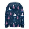 thumbnail image 4 of idosla Christmas Hoodie for Women Zip Up Trendy Graphic Hooded Sweatshirt Comfy Casual Long Sleeve Winter Tops (Blue, XL), 4 of 7