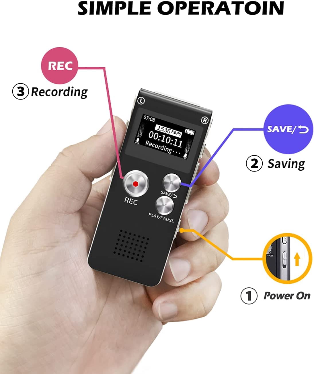 Di ital Voice Recorder 16 B Voice Recorder with Playback for Lectures - USB Rechar eable Dictaphone Up raded Small Tape Recorder Device