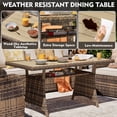 thumbnail image 5 of MEISSALIVVE 8 Pieces Patio Furniture Set with Dining Table, Outdoor Wicker Conversation Set with 3-Seat & 2-Seat Sofas, Wicker Armrest Swivel Chairs, 2 Ottomans, Beige, 5 of 10
