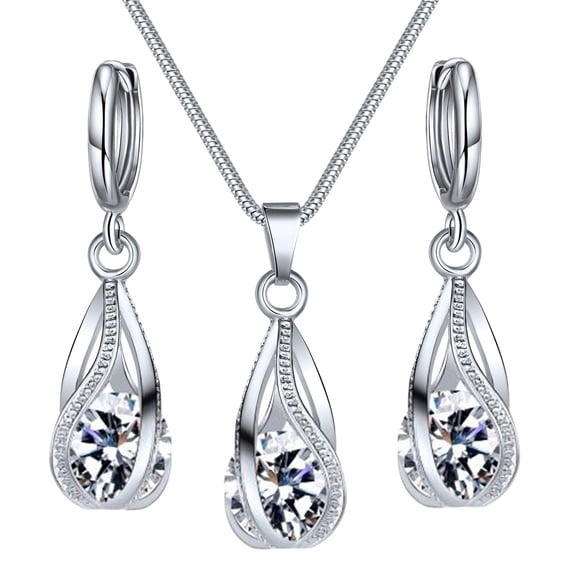 Elegant Necklace and Earrings Set Fashion Jewelry Set Alloy Material Gem Necklace Earring Set Perfect Gift for Women