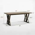 thumbnail image 2 of BedsPick 70" Large Dining Table for 6 People, Indoor Outdoor Rectangular Farmhouse Kitchen Table with Thickness Wood Tabletop, X-Frame Metal Legs for Living Room, Dining Room, Office, Courtyard, Gray, 2 of 16