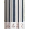 thumbnail image 2 of Navy Blue Beige Sheer Curtains 45 Inch Length 2 Panels Set, Semi Transparent Voile Rod Pocket Curtains for Living Dining Room Bedroom Drapes Retro Simple Abstract Vertical Stripes, 2 of 8