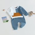 thumbnail image 3 of Toddler Baby Boy Fall Winter Clothes Outfits Color Block Crewneck Sweatshirt Pullover Top Jogger Pants Set 2-3 Years, 3 of 8