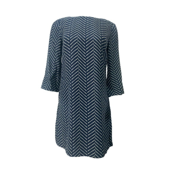 ELIZABETH MCKAY Women's Skis 3/4 Sleeve Button Back Dress, Navy, 14
