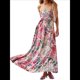 thumbnail image 2 of Vestido Maxi Floral para Mujer, Sin Mangas, Espalda Descubierta, Corte A, , Fluido, con Espalda Hueca y Tirantes Finos Rosa L, 2 of 8