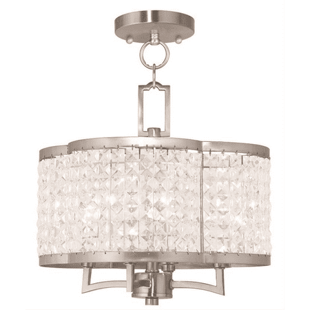 

Brushed Nickel Tone Finish Mini Chandeliers Candelabra Type 4 Wide 4 Light Fixture