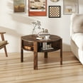 thumbnail image 3 of Patiojoy Round Coffee Table with 4 Side Compartments 2-Tier Circle Coffee Table Rustic Brown, 3 of 8