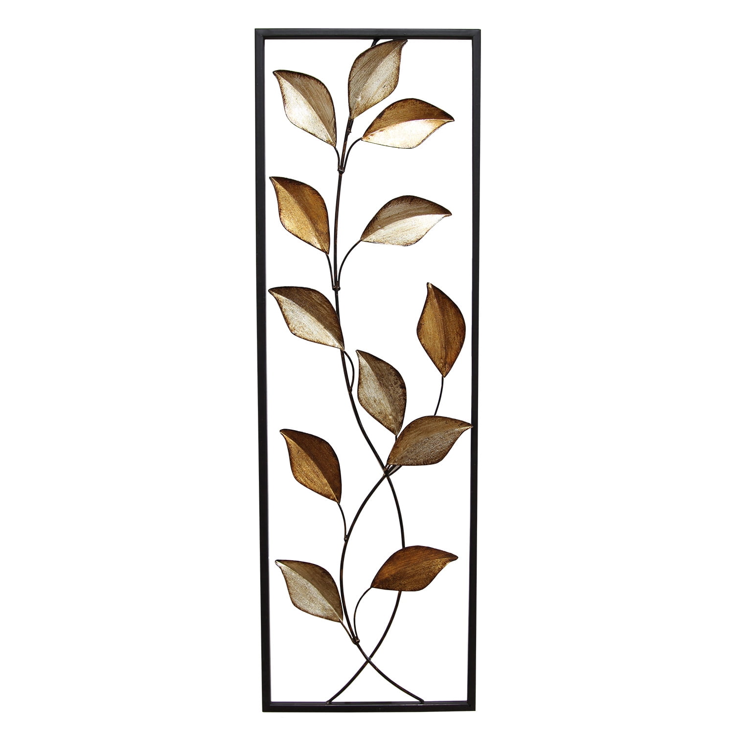 Helston Metallic Leaves Metal Panel Wall Decor