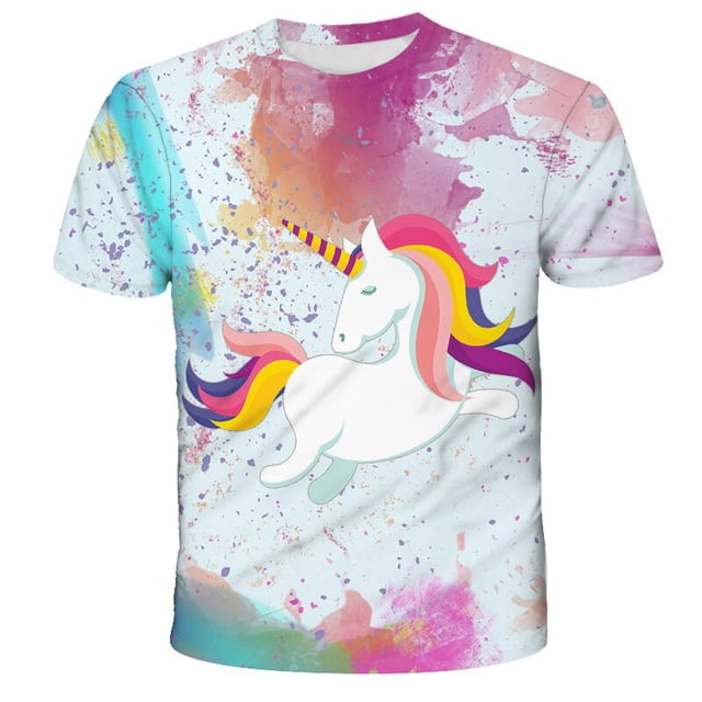 Camiseta con estampado de unicornio en 3D para verano Gao Jinjia LED