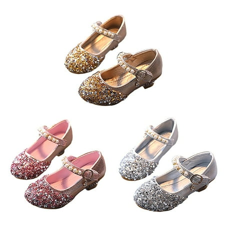 

Little Girls Princess Shoes Low Heeled Style Flower Decoration