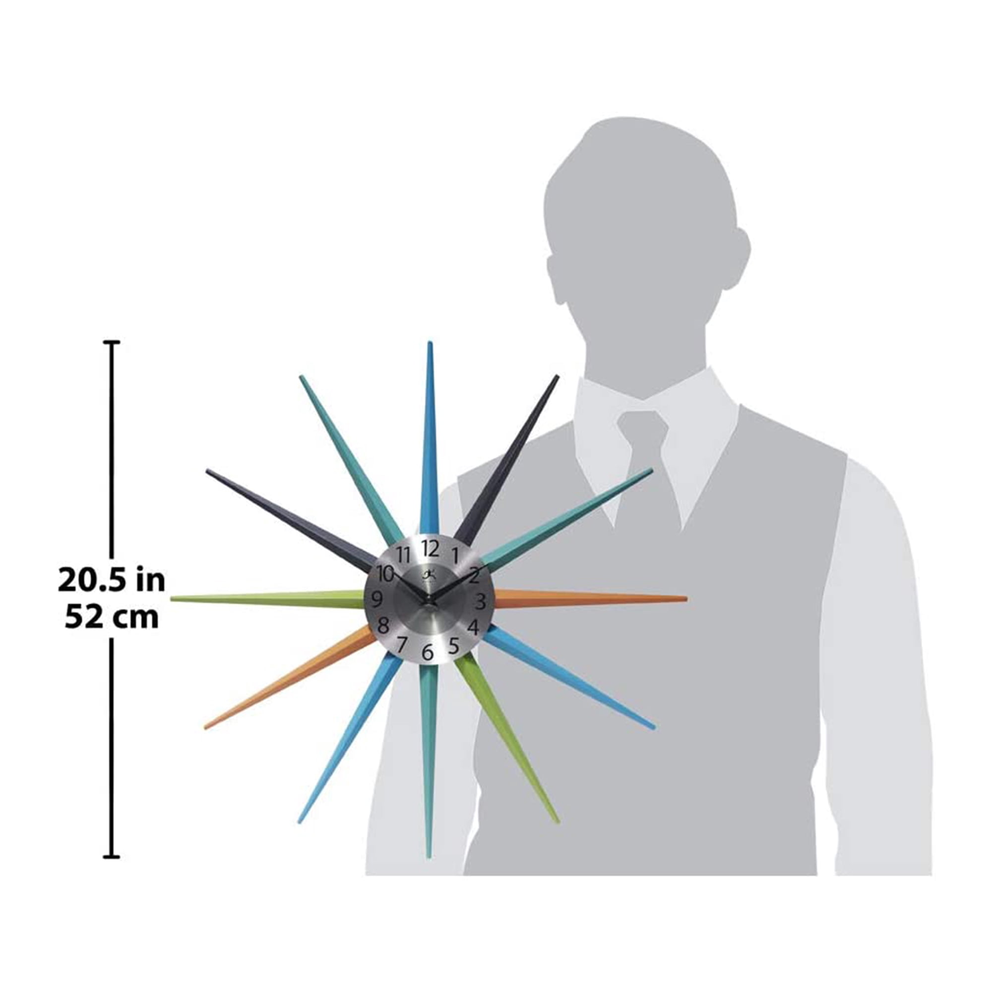 Infinity Instruments 20 Inch Stellar Starburst Retro Vintage Wall Clock, Multicolor