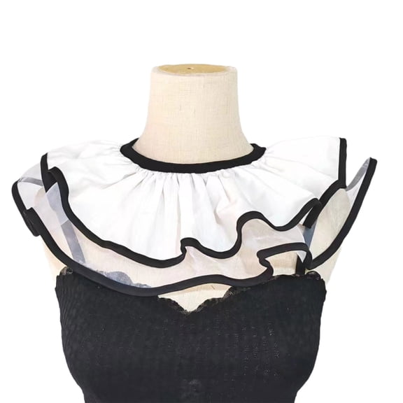 Necvior Ruffled Half Shirt Ruched Collar White Spread Lapel Simple Art Collar Sweet Shawl Ruched Decorative Shawl