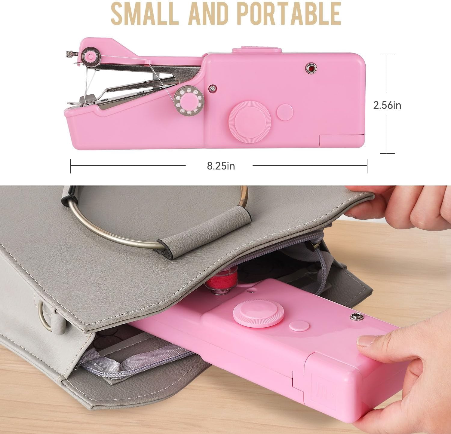 Handheld Sewing Machine for Beginners, Portable Electric Hand Held Sewing Machines Kit for Adults Kids Girls 8-12 Mini Samll Included Mannual and Accessories, Sewing Hem and Quick Stitching