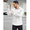 thumbnail image 4 of COOFANDY White Dress Shirt for Men Athletic Fit Stretch Long Sleeve Shirts Slim Fit Button Down Shirts White Large, 4 of 7