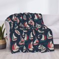 thumbnail image 3 of Honeii Sailboat And Wave print throw blanket, crafted from cozy cotton flannel, offers versatile home decor as a bedding suitable for all seasons.-40"x30", 3 of 6