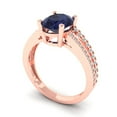 thumbnail image 2 of 2.32 ct Oval Cut Simulated Blue Sapphire Solitaire with Simulated Diamond Accents 14K Rose Gold Womens Engagement Ring, 2 of 5