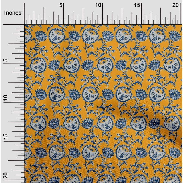 oneOone Coton Bio Popeline Sergé Feuilles & Imprimé Floral Bloc 1 Yard 42 Inch Wide