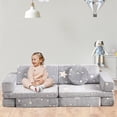 thumbnail image 4 of Huisuilinss 3/12Pcs Modular Mini Kids Couch Versatile Fold Out Toddler Play Couch Set 3 in 1 Sectional Sofa Luminous Convertible Foam And Floor Cushion For Bedroom Playroom Playing Creativity Sleeping, 4 of 7