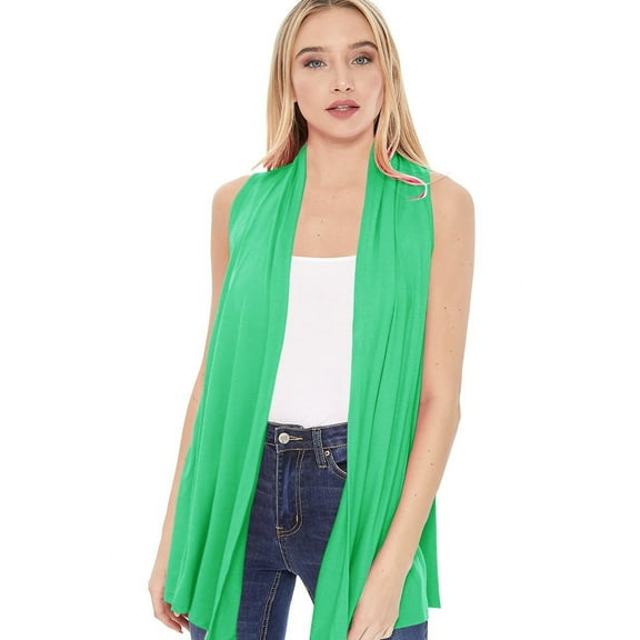 Women's Casual Solid Comfy Sleeveless Draped Open Front Cardigan S-3XL