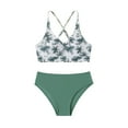 thumbnail image 2 of XDZJLR Swimsuit for Girls Bathing Suit High Waisted Bikini Strap Top Swimming Trunks Beach Holiday 2 Piece Swim Suit Green 8-10 Years, 2 of 6