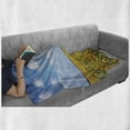thumbnail image 5 of Hot Air Balloon Soft Flannel Fleece Throw Blanket, Photo of Sunflower Fields Clouds Sky Trees, Cozy Plush for Indoor and Outdoor Use, 50" x 70", Sky Blue Yellow, by Ambesonne, 5 of 5