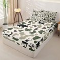 thumbnail image 2 of Erosebridal Forest Camouflage Pattern Zipper Queen Comforter Set with Fitted Sheet and 2 Pillowcases,Deer Bear Silhouette Print Zipper Bedding Set,Green Black,Grey Reversible, 2 of 6