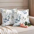 thumbnail image 2 of Teal Blue Botanical Outdoor Waterproof Pillow Covers, Eucalyptus Leaves Watercolor Summer Decorative Square Throw Pillowcase Sofa Cushion Sham for Patio/Couch/Chair, 18"x18" 2 Pack, 2 of 8