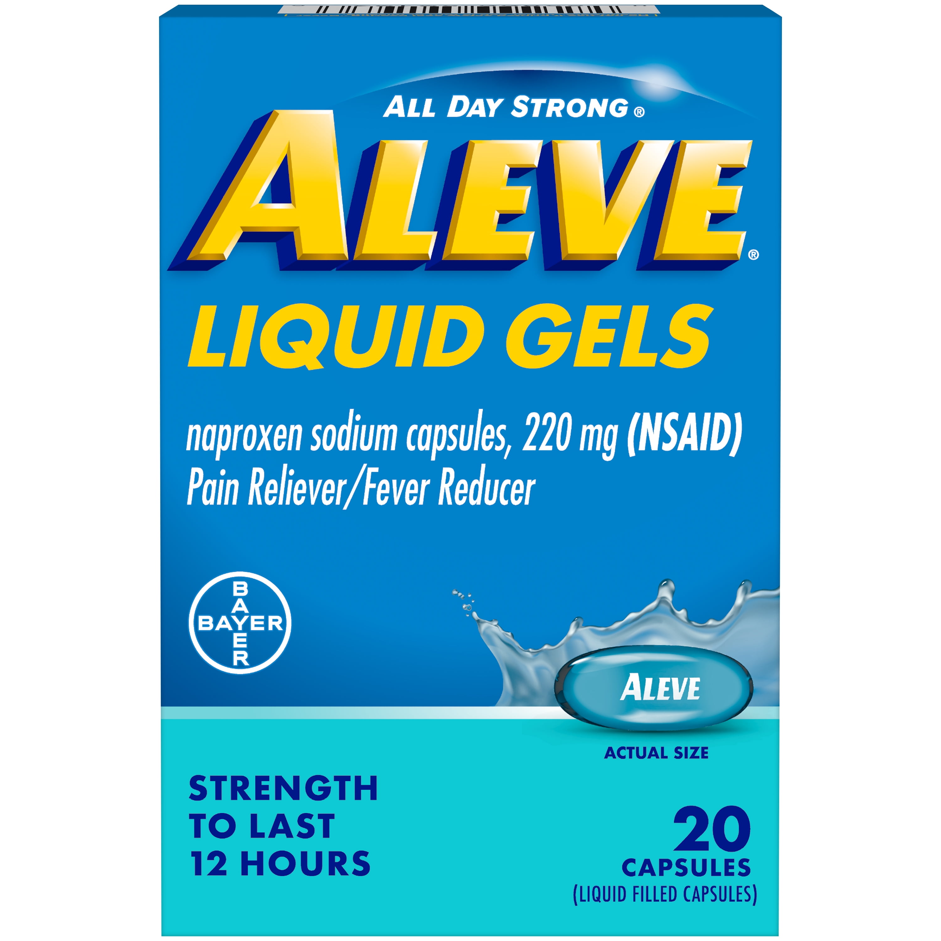 Aleve Liquid Gels, Naproxen Sodium for Pain Relief - 20 Count