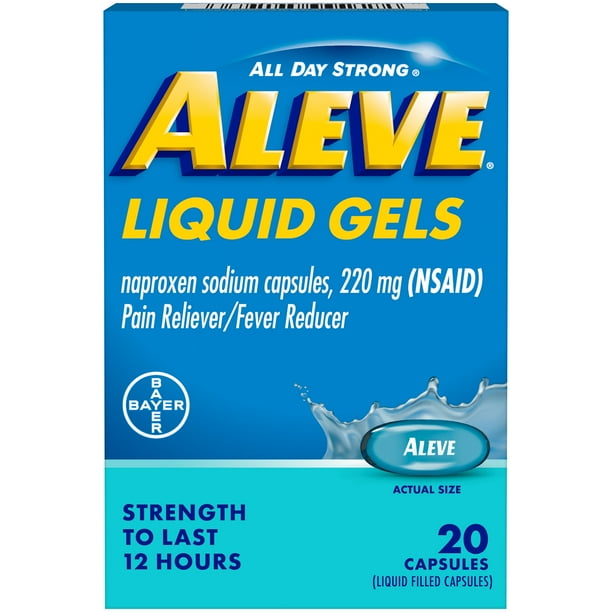 Aleve Liquid Gel, Naproxen Sodium for Pain Relief 20 Count Walmart