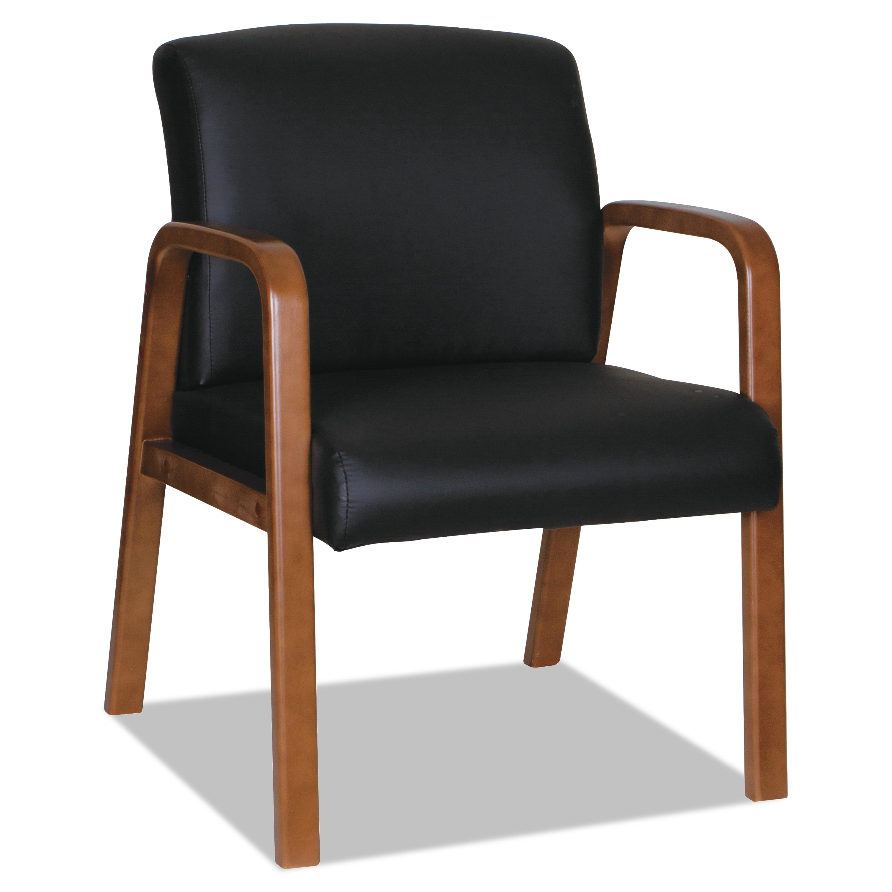 Alera Reception Lounge WL Series Guest Chair, 24" x 26" x 33.25", Black Seat/Black Back, Walnut Base -ALERL4319W