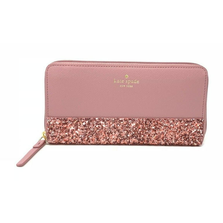 Kate Spade Greta Peony WLRU5217 Dusty Court Neda Wallet Pink Glitter Around Zip
