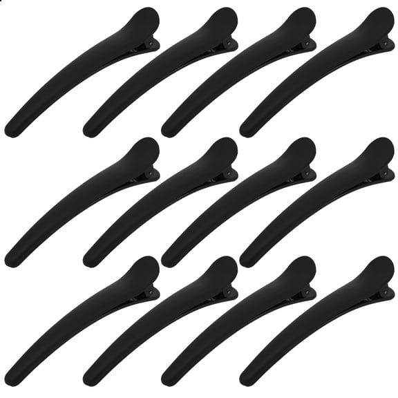 NICEXMAS 12Pcs Styling Clips Black Plastic Duckbill Hairpins for Everyday Use Women with Simple Design