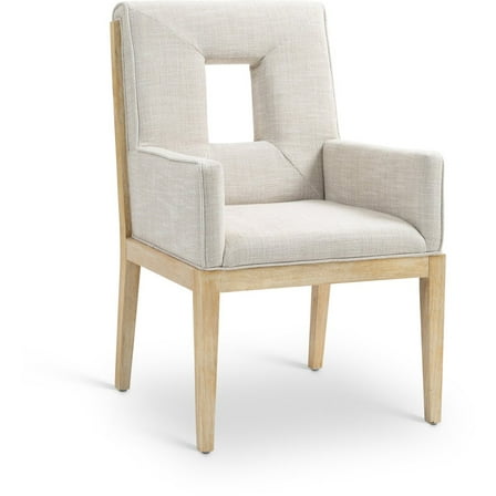 Meridian Furniture Gwendolyn Cream Linen Textured Fabric Dining Arm Chair