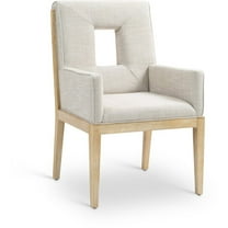 Meridian Furniture Gwendolyn Cream Linen Textured Fabric Dining Arm Chair