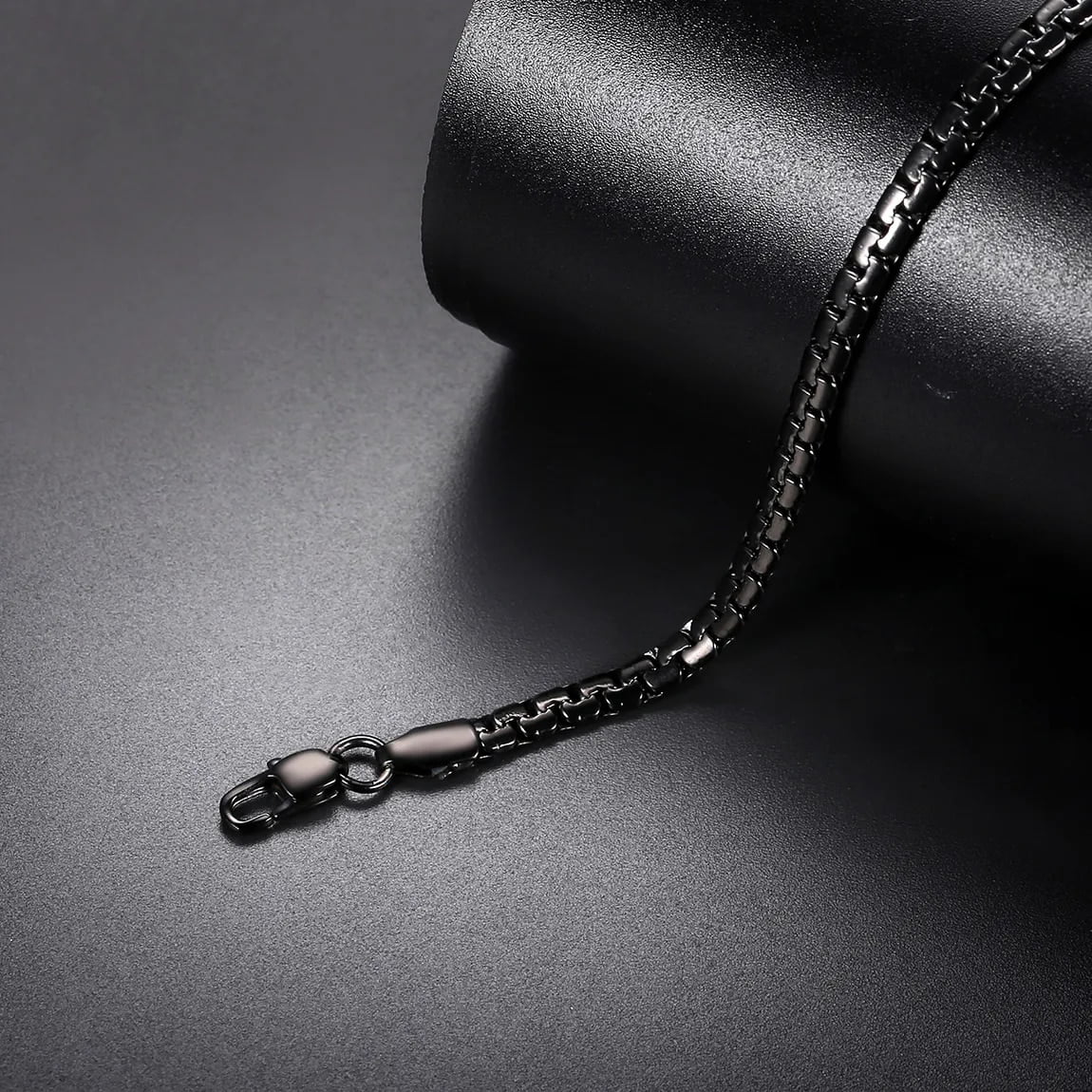 Black Stainless Steel 4mm Box Link Chain Necklace
