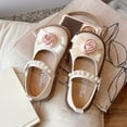 thumbnail image 5 of Viluyesy Girls Soft-Soled Mary Jane Shoes – Spring Summer Flat Dress Shoes with Bowknot, Pearl Accents, and Rose Embellishment Beige Size 9.5, 5 of 10