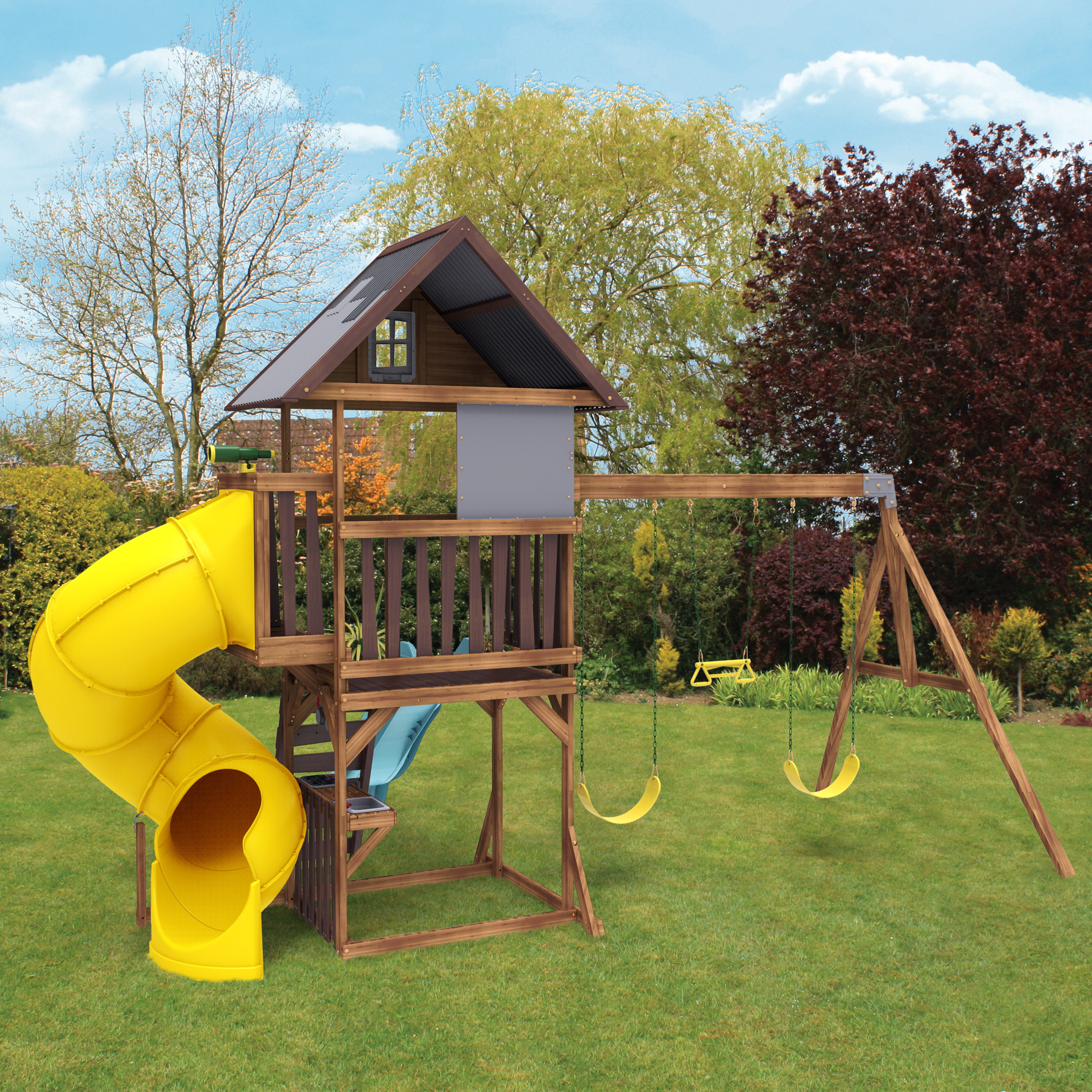 KidKraft Ryan's World Twisty Tower Wooden Swing Set - image 5 of 15