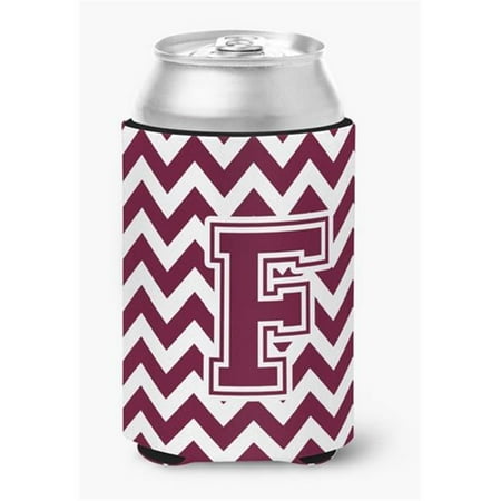 

Letter F Chevron Maroon & White Can or Bottle Hugger 0.25 x 4 x 5.5 in.