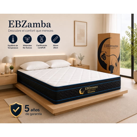 Colchón Matrimonial EBDreams Zamba Medio Firme Blanco 4 tecnologías AirFoam Hecho en México El Bazar Store
