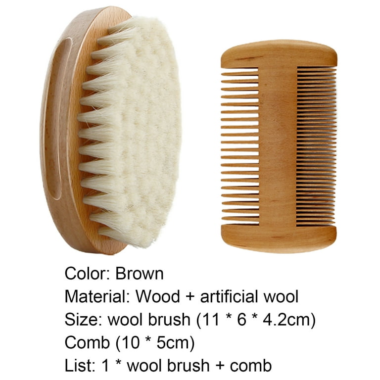 1 Set Wooden Brush Wear-resistant Skin-friendly Artificial Wool Newborn  Hair Brush Comb Set for Infant Best Travel Bamboo Paddle Detangler  Detangling Hair Brushes for Women Men Kids 
