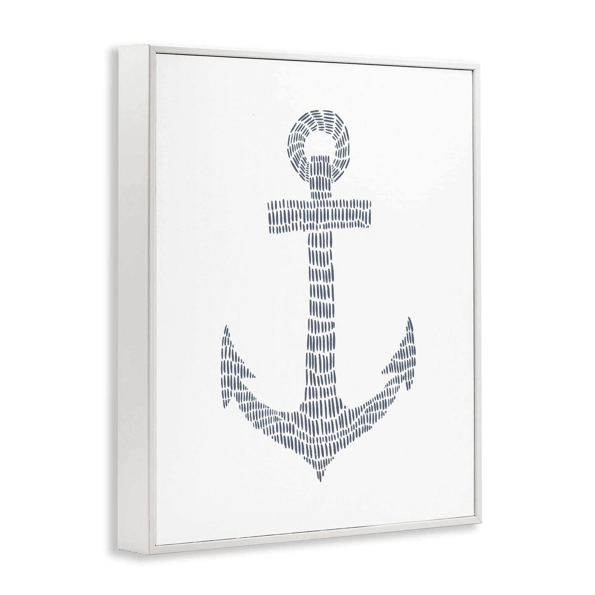Stupell Industries Minimal Nautical Anchor Coastal Painting White Framed Art Print Wall Art, 11 x 14