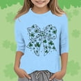 thumbnail image 2 of GPOECD T-Shirts Graphiques pour Filles, Mode Polyvalente, Col Rond, Manches 3/4, Décontracté, Mignon, Bleu Clair, 150, 2 of 4