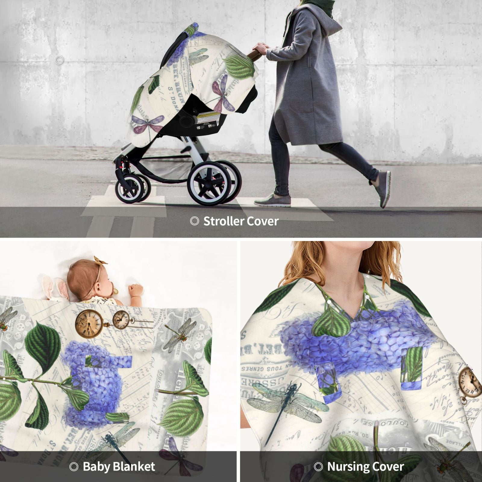 Car Seat Cover Baby - Vintage Flower Breathable Infant Car Seat Cover for Baby Carseat, Lightweight Comfort Baby Essentials Must Haves Newborn Stuff for Girl Boy