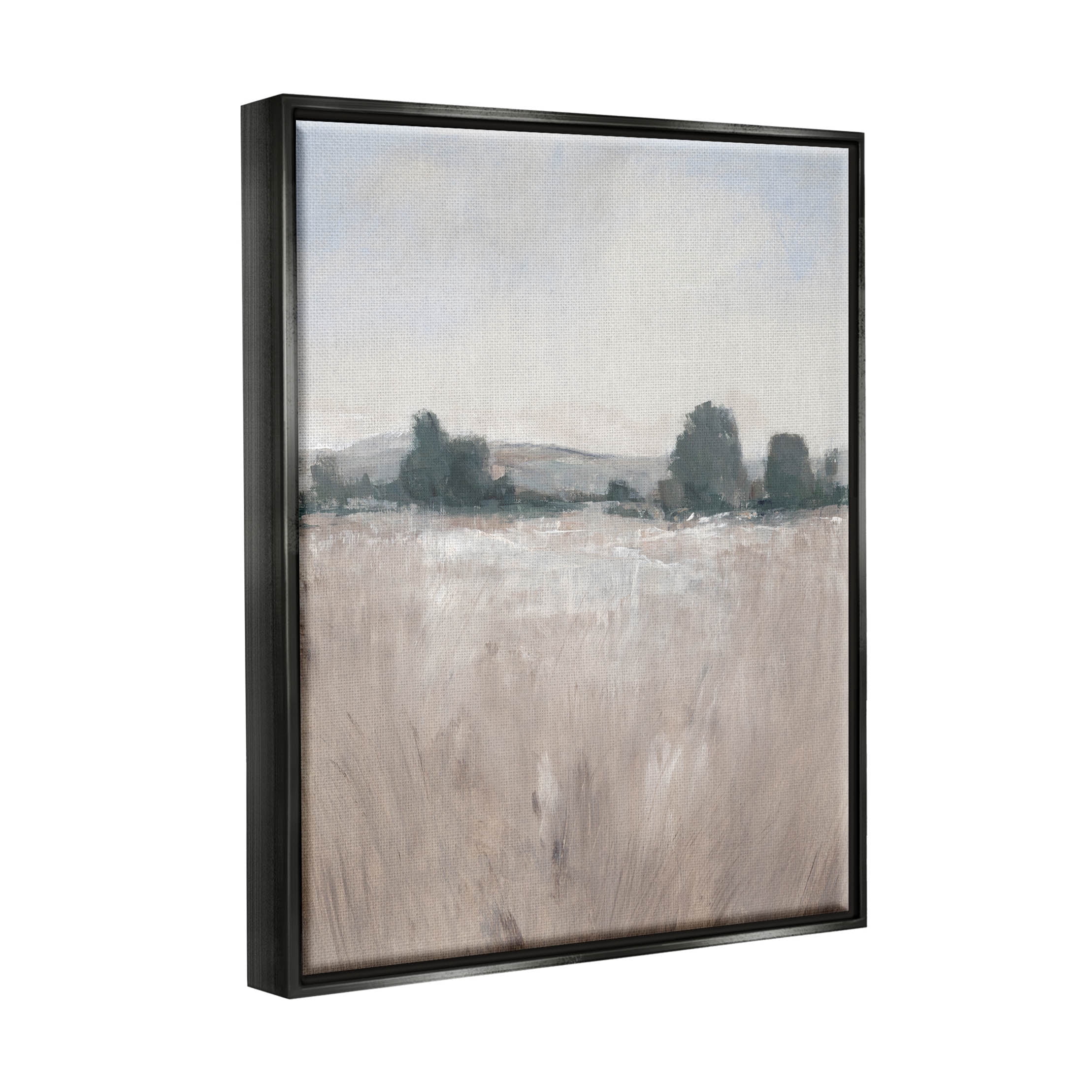 Stupell Industries Rural Autumn Grassland Field Nature Painting Jet Black Floating Framed Canvas Print Wall Art, Design by Tim OToole